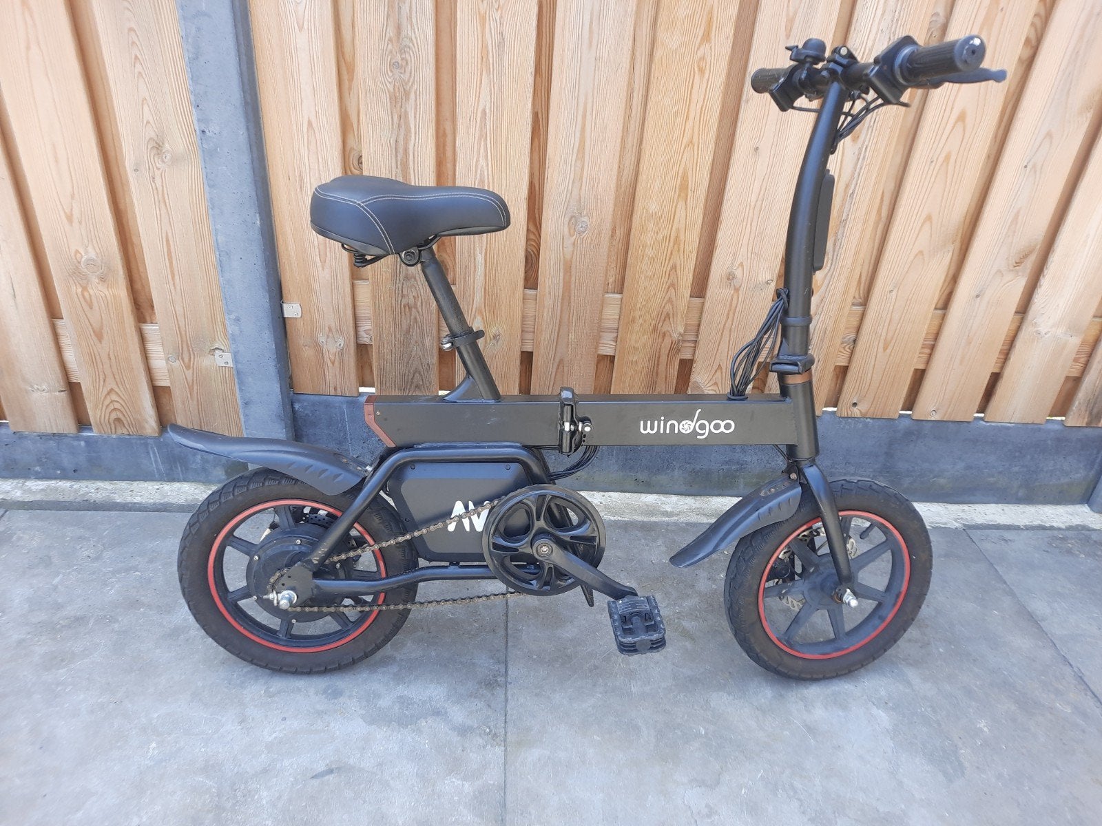 Windgoo b20 electrische vouwfiets met gashendel en oplader, Gebruikt, 14 tot 16 inch, Totaal opvouwbaar, Schijfrem