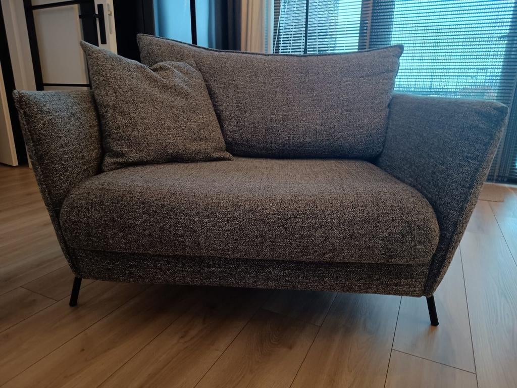mooie fauteuil, loveseat grijs stof, Ophalen, Eenpersoons, 75 tot 100 cm, Minder dan 150 cm