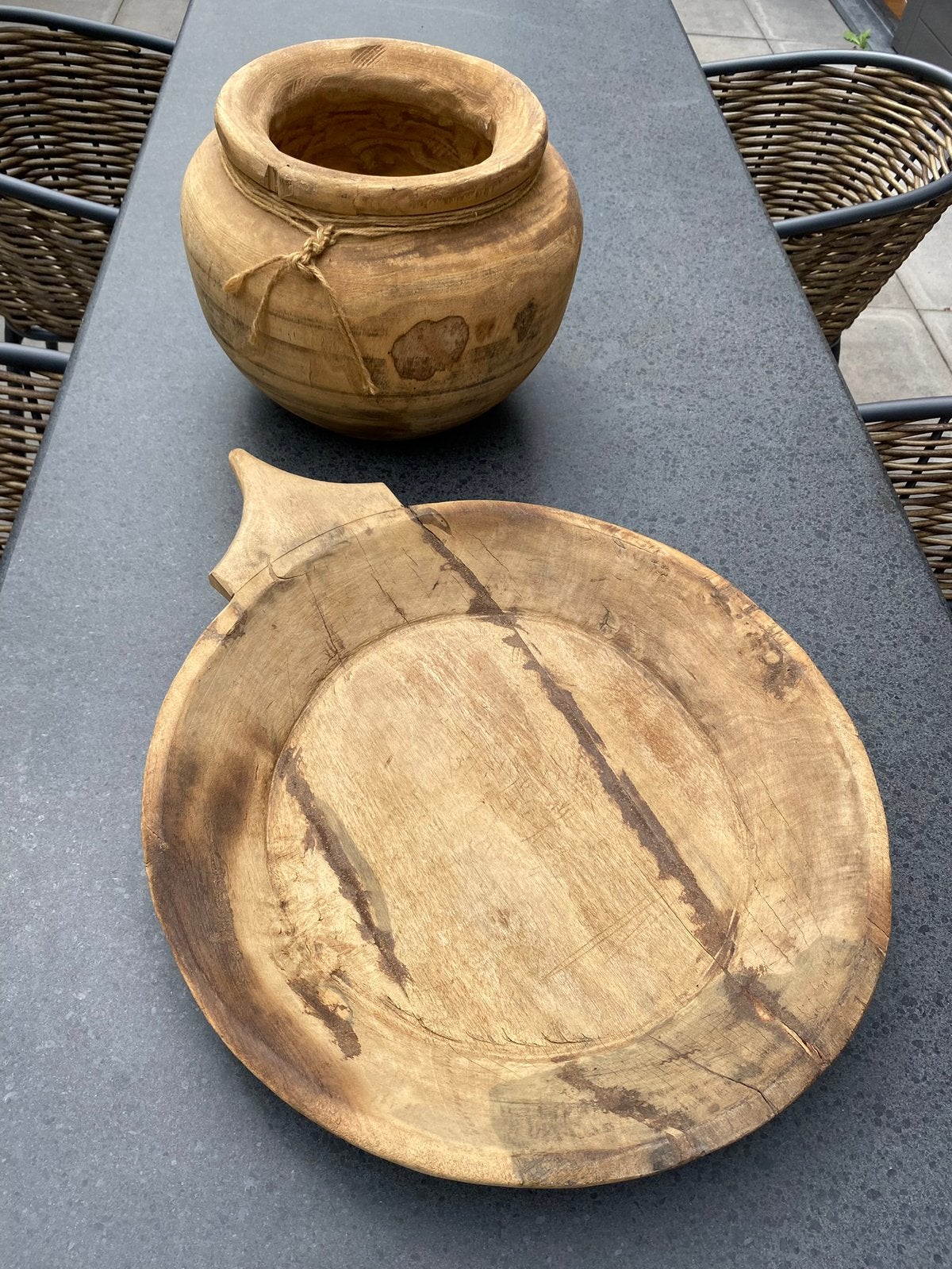 Mooie robuuste houten schaal, Ophalen of Verzenden, Zo goed als nieuw