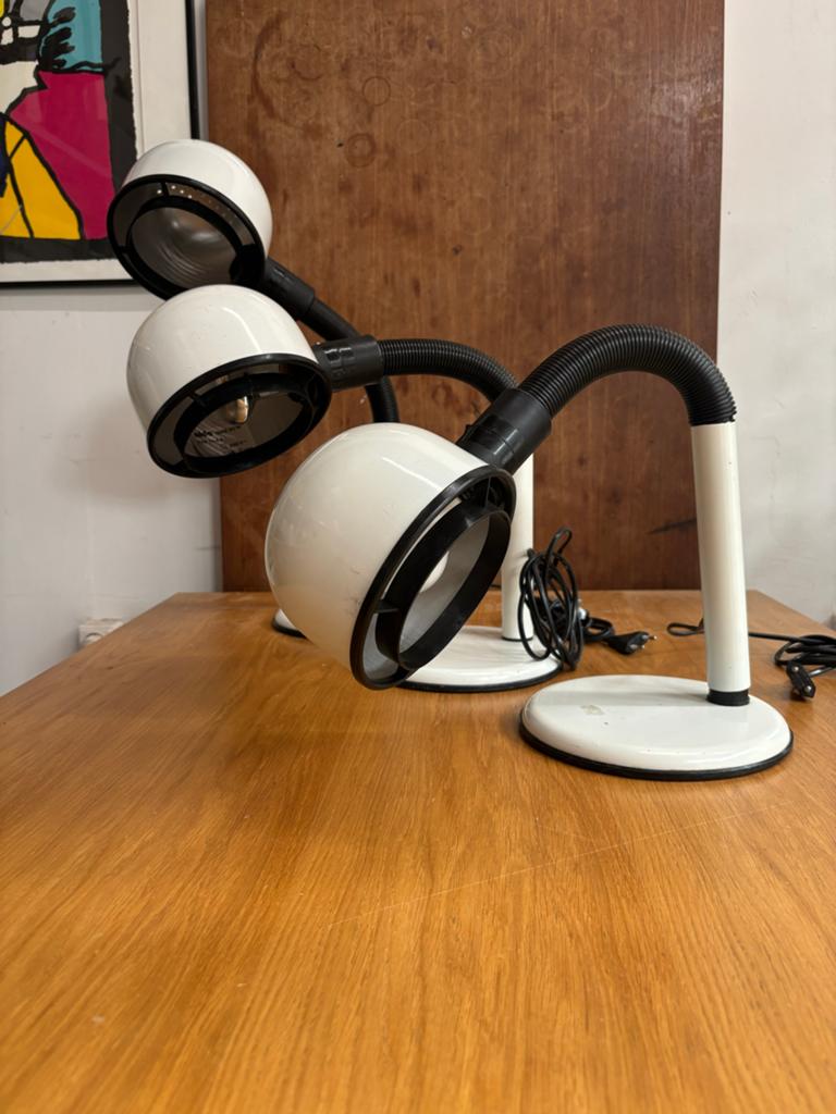 Set van 3 Space Age Retro Bureau Lampen - Wit, Ophalen of Verzenden