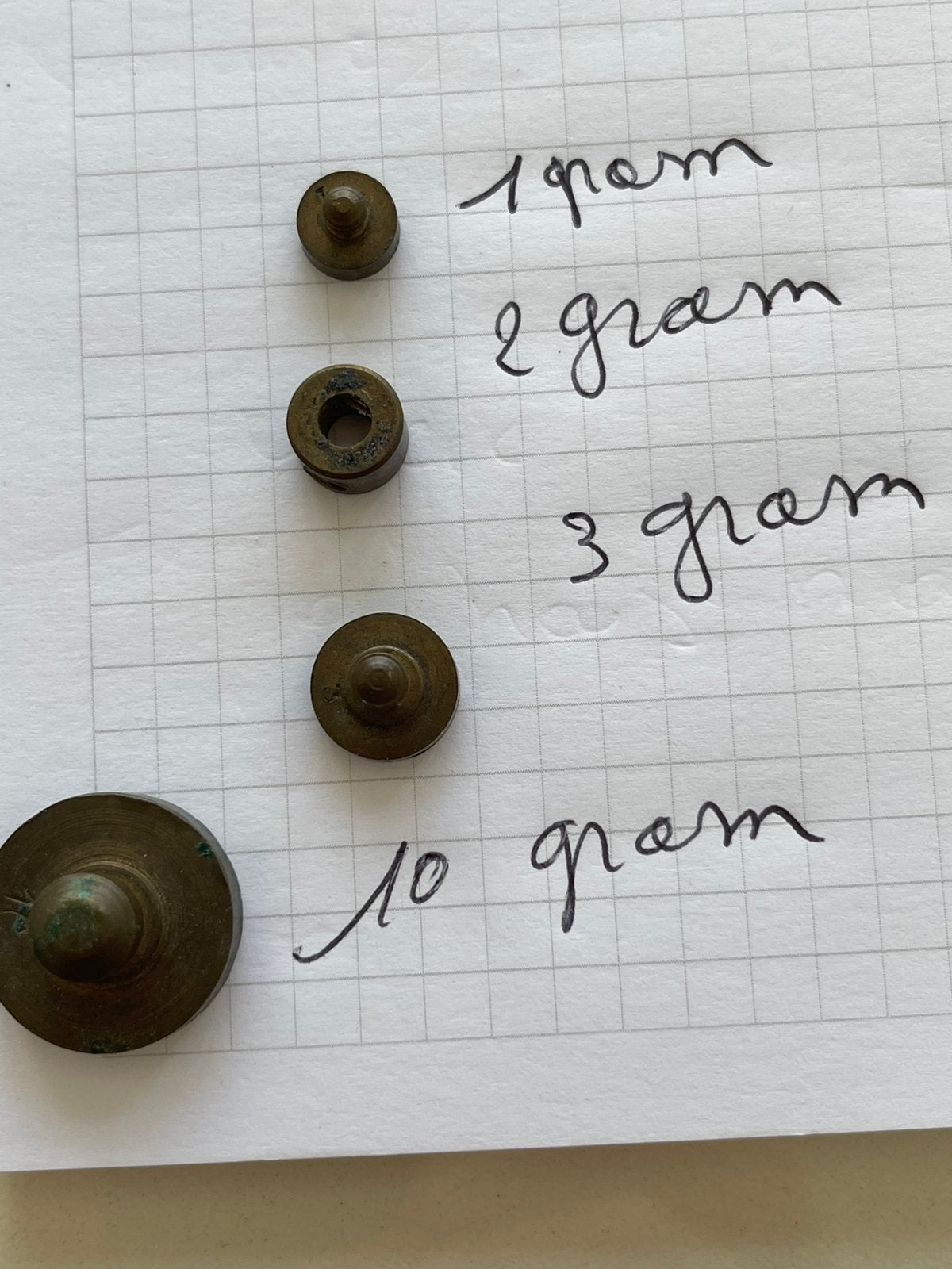 Unieke Vondst Authentieke Antieke Koperen Messing Gewichtjes, Minder dan 10 kg, 1 tot 500 gram, Ophalen of Verzenden, Zo goed als nieuw