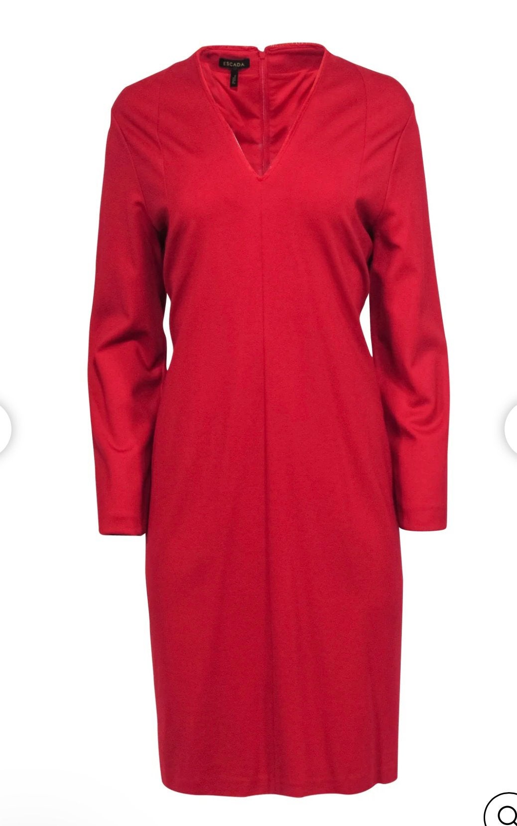 ESCADA Midi Dress Red Long Sleeve Stretch Pencil Evening L, Maat 42/44 (L), Ophalen of Verzenden, Zo goed als nieuw, Knielengte