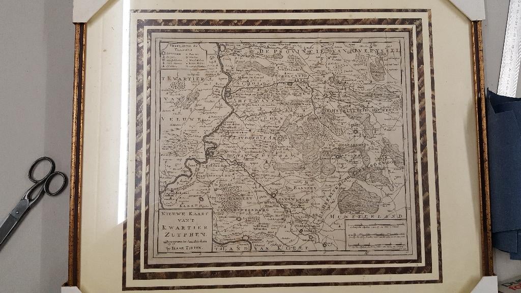 18e-eeuwse Kaart van 't kwartier Zutphen - Tirion, Boeken, Gelezen, Voor 1800, Ophalen of Verzenden, Landkaart