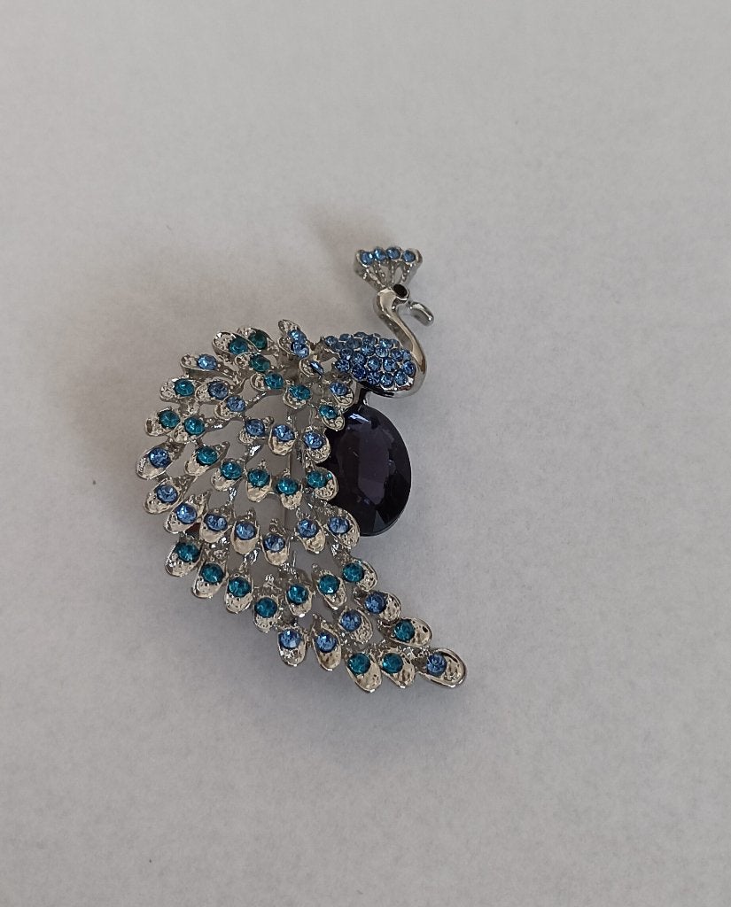 Pauw broche, Overige materialen, 4 tot 7 cm, Overige kleuren, Nieuw