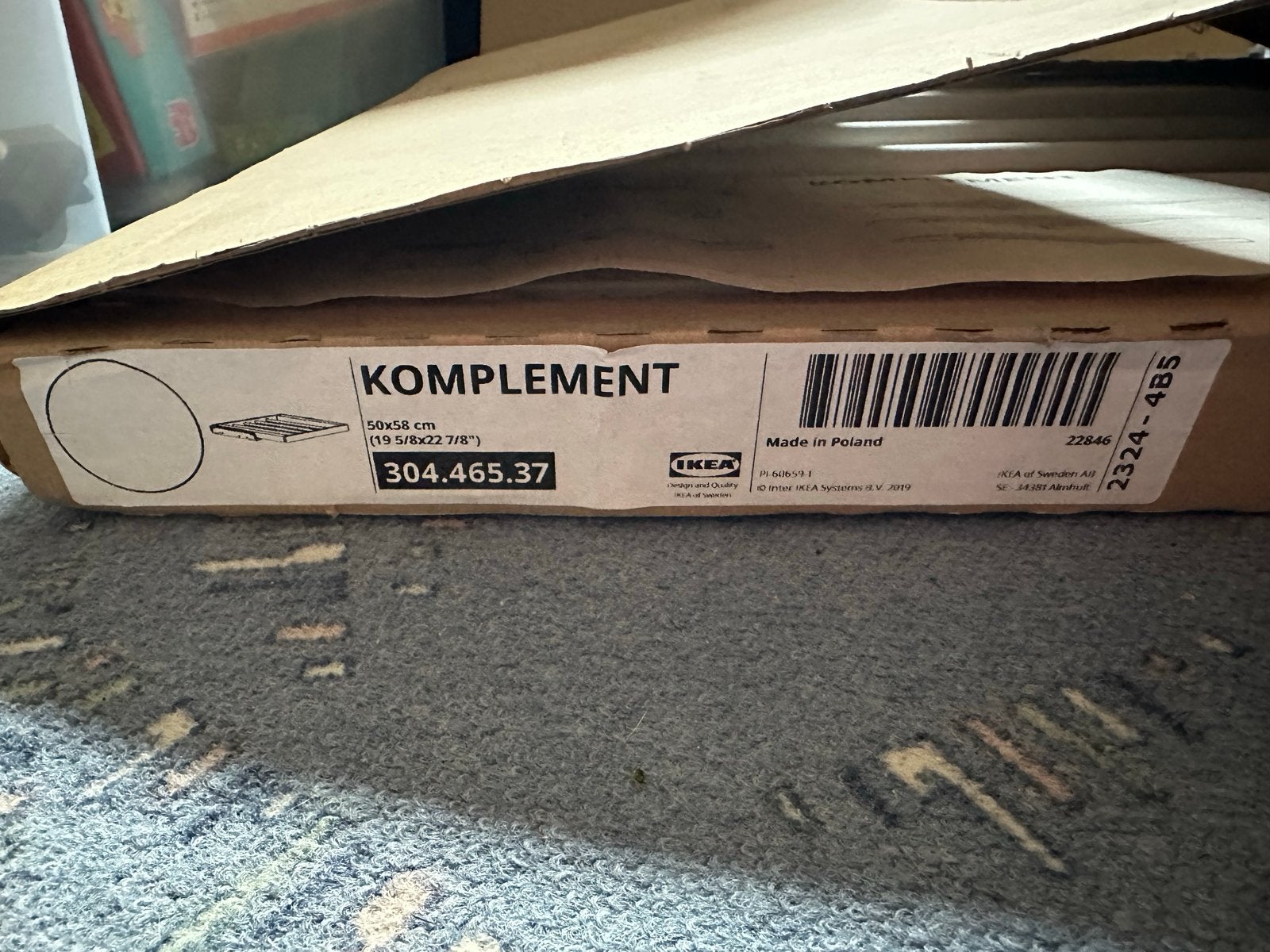 IKEA KOMPLEMENT Uittrekbare Broekhanger 50x58 cm, Ophalen, Met plank(en), Nieuw, 50 tot 100 cm