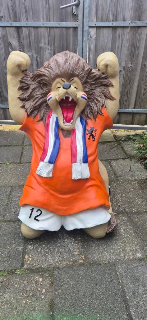 Grote Oranje Leeuw Polyester Beeld - 1 Meter Hoog, Tuin en Terras, Tuinbeelden, Ophalen, Gebruikt, Kunststof, Dierenbeeld