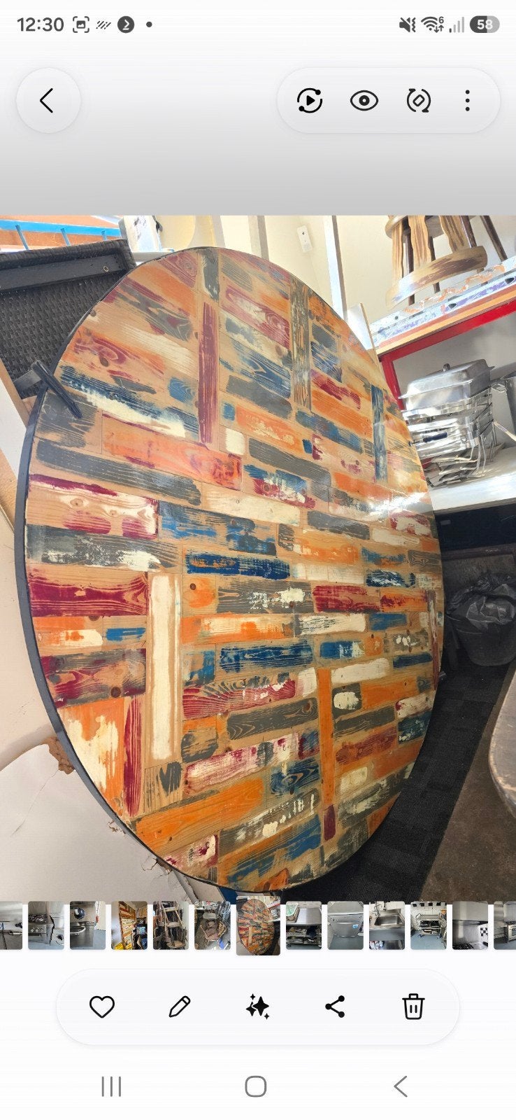 Grote eettafel van gerecycled hout, Ophalen, Gebruikt, 100 tot 150 cm, 200 cm of meer