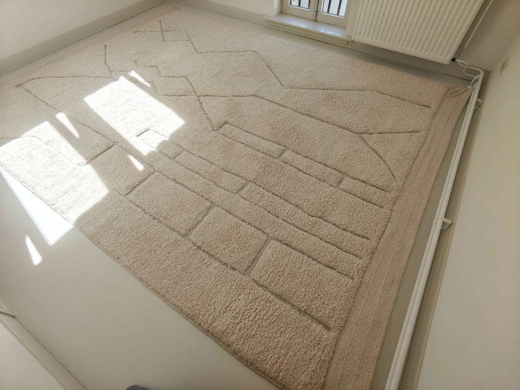 Berber ivoor/crèmewit 100% wollen vloerkleed 275x300, Huis en Inrichting, Stoffering | Tapijten en Kleden, Ophalen, 200 cm of meer