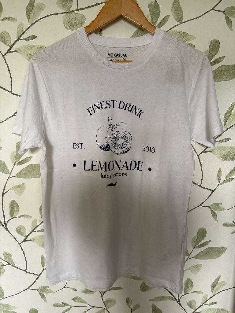 Wit t-shirt Mo casual finest drink lemonade medium, Maat 38/40 (M), Wit, Mo Casual, Nieuw