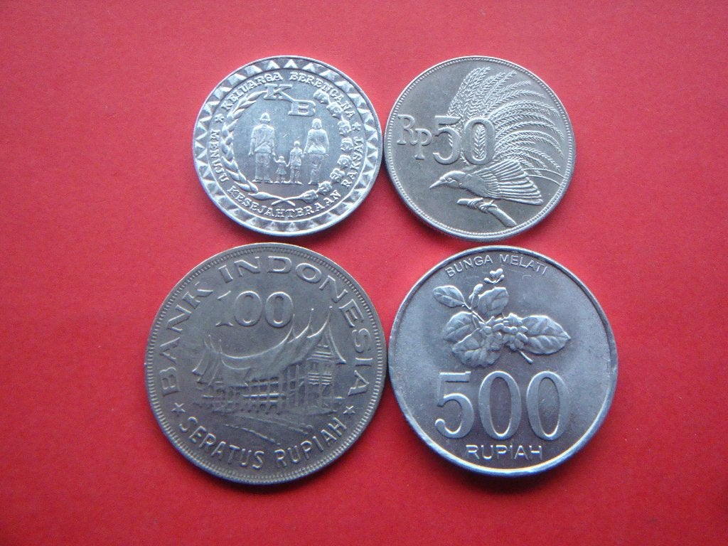 Indonesië setje munten 5, 50, 100 en 500 Rupiah 1971 / 2003., Verzenden, Zuidoost-Azië, Setje