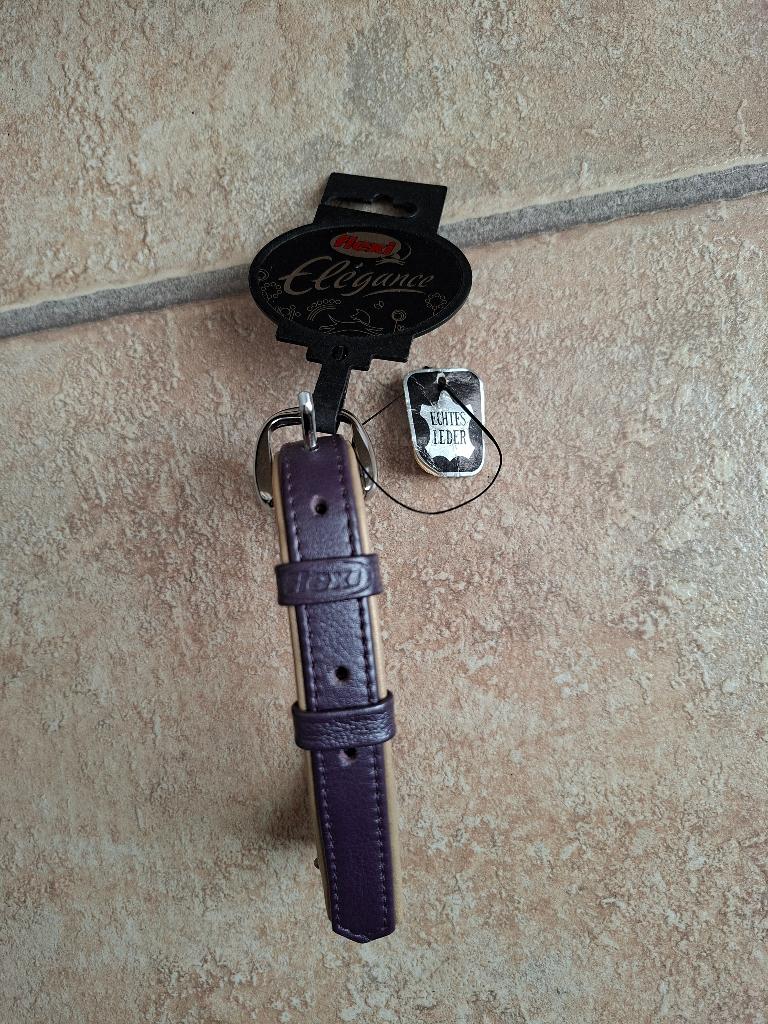 NIEUW MET KAARTJE Flexi halsband echt leder paars 46 cm, Dieren en Toebehoren, Ophalen of Verzenden, Nieuw