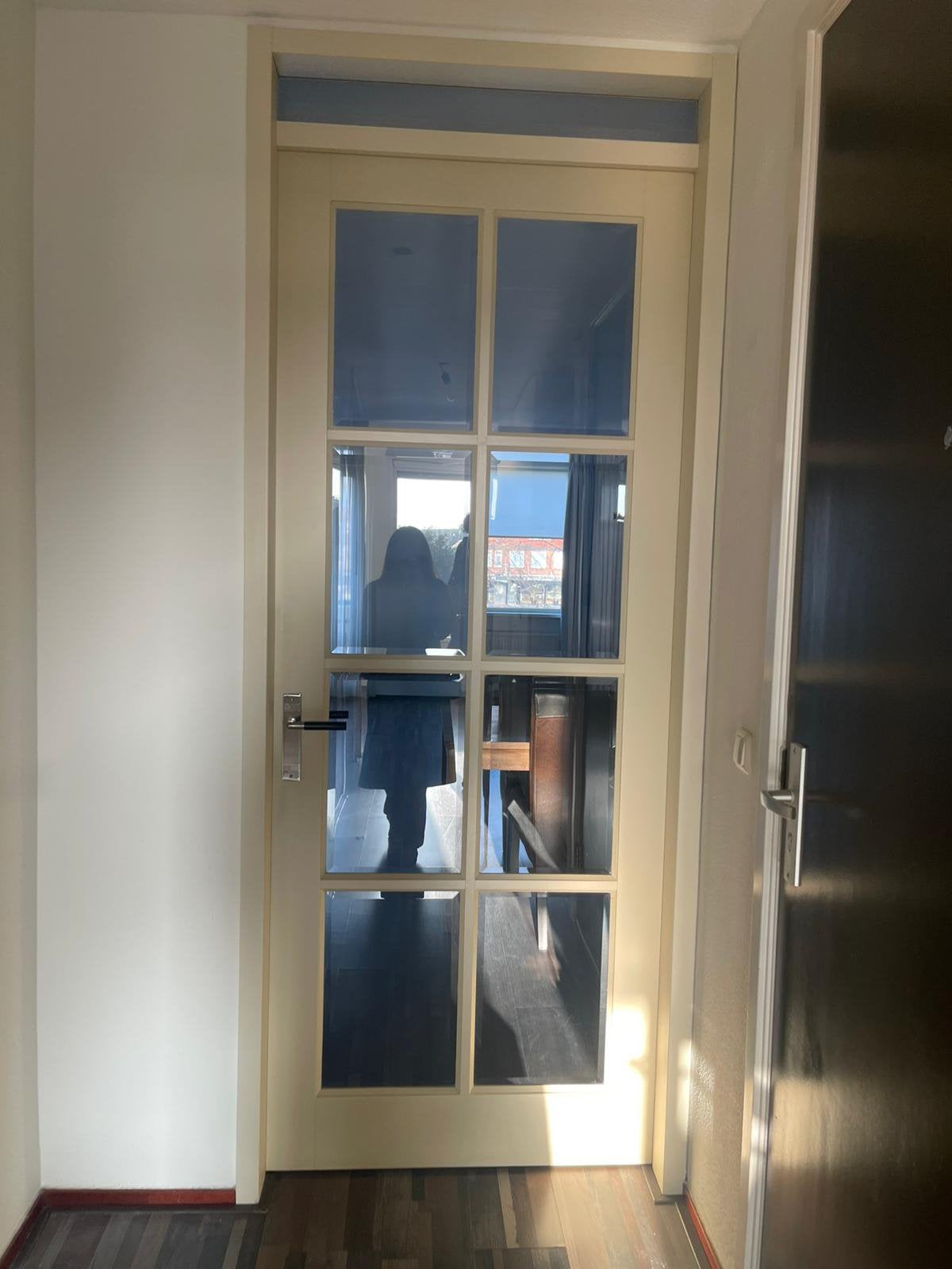 2 opdekdeuren met facet geslepen glas linksdraaiend, Ophalen, 215 cm of meer, Binnendeur, Glas