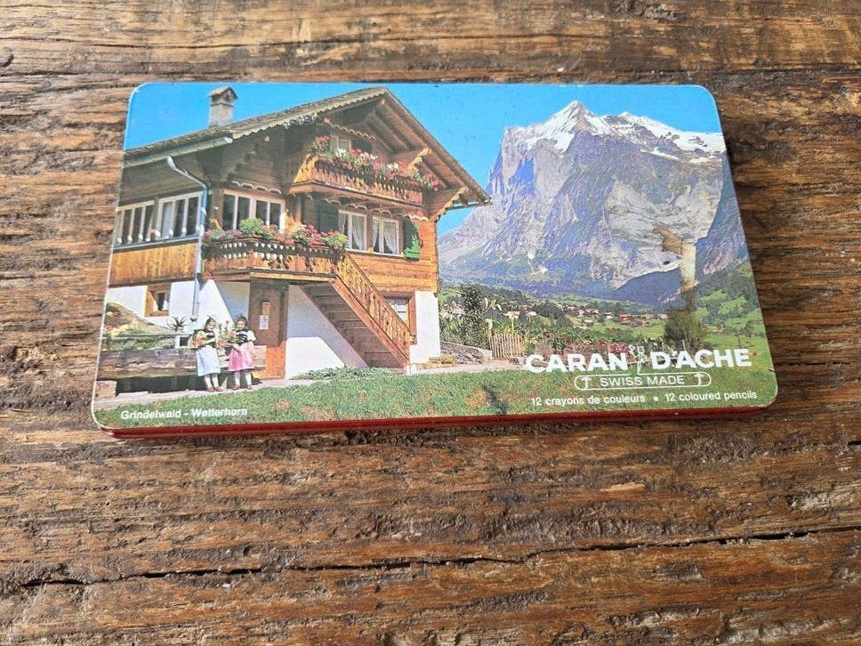 Vintage Caran d'Ache potloden in blik - Zwitserland, Ophalen of Verzenden, Gebruikt