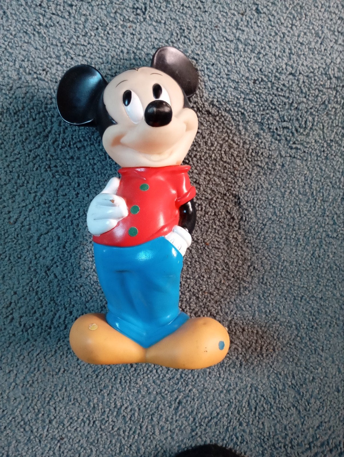 Vintage Mickey Mouse Plastic Spaarpot, Ophalen of Verzenden, Mickey Mouse, Beeldje of Figuurtje