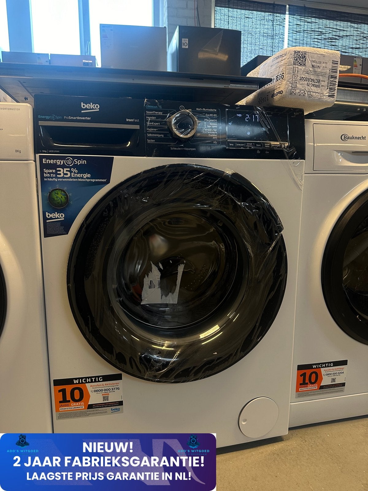 BEKO 9KG WASMACHINE WIFI SteamCure EnergySpin ProSmart, 1200 tot 1600 toeren, Info@adoswitgoed.nl, Nieuw, Ophalen of Verzenden