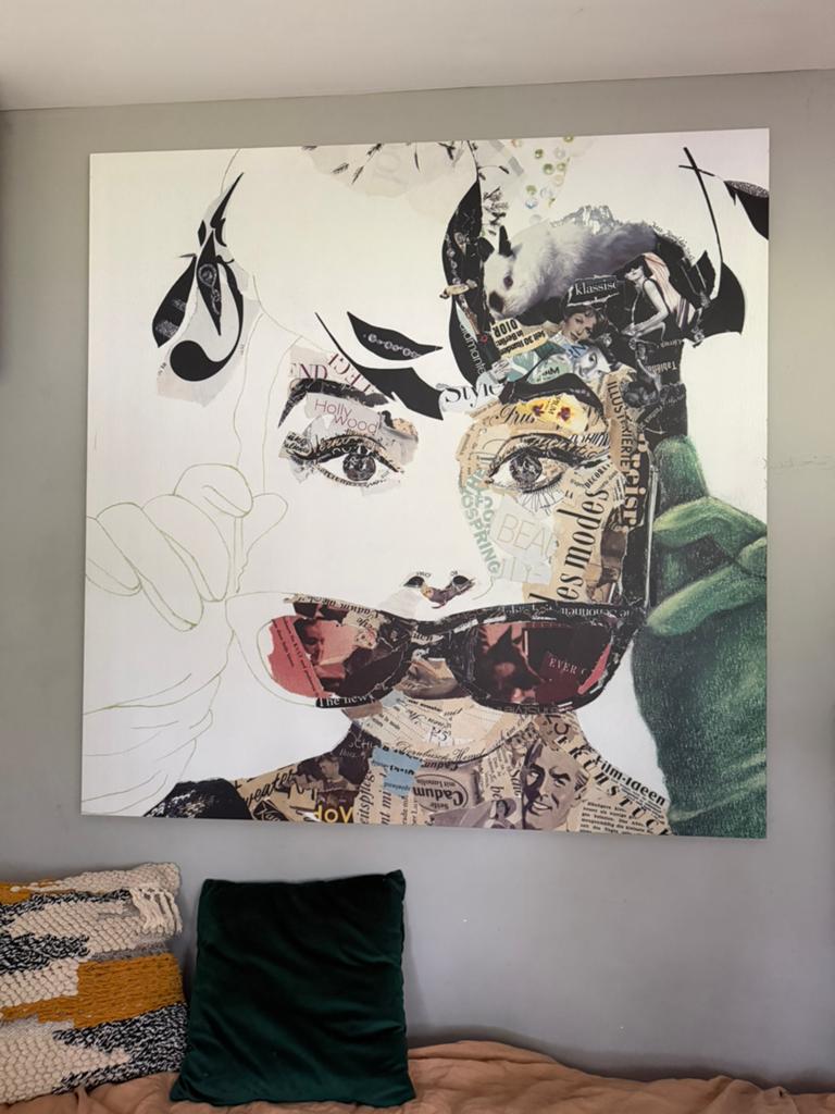 Groot schilderij 14 x140 cm Ines Kouidis - Audrey framed Art, Antiek en Kunst, Ophalen