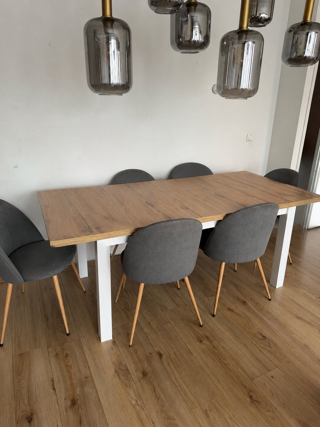Uitschuifbare eettafel met 6 stoelen (4-6 personen), Gebruikt, Ophalen of Verzenden, Vijf personen of meer, Rechthoekig