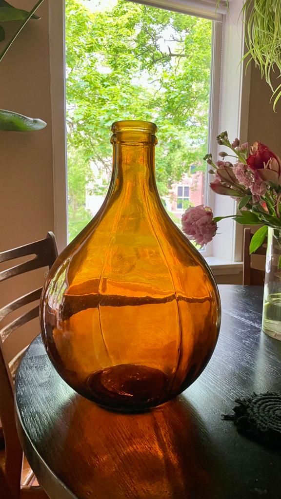 Vaas amberkleur - 43xø29 cm, Ophalen, Overige kleuren, Minder dan 50 cm, Glas
