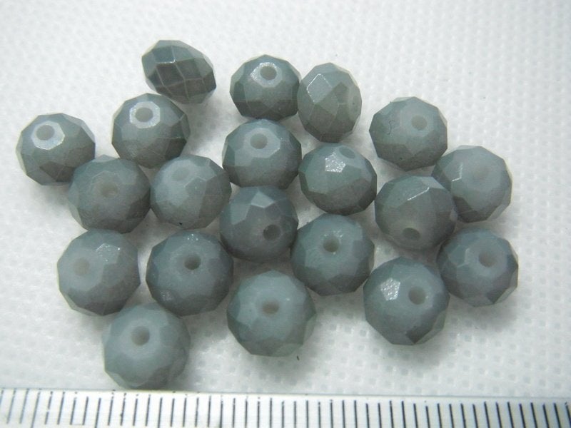 20 glas facet rondellen 8x6mm. muis grijs, Ophalen of Verzenden, Nieuw, Kraal