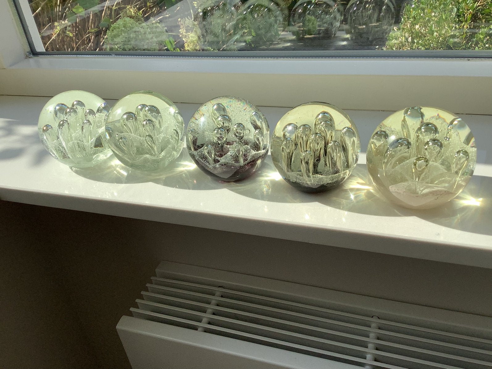 5x super mooie presse papier glasbol bol glas luchtbellen, Ophalen of Verzenden