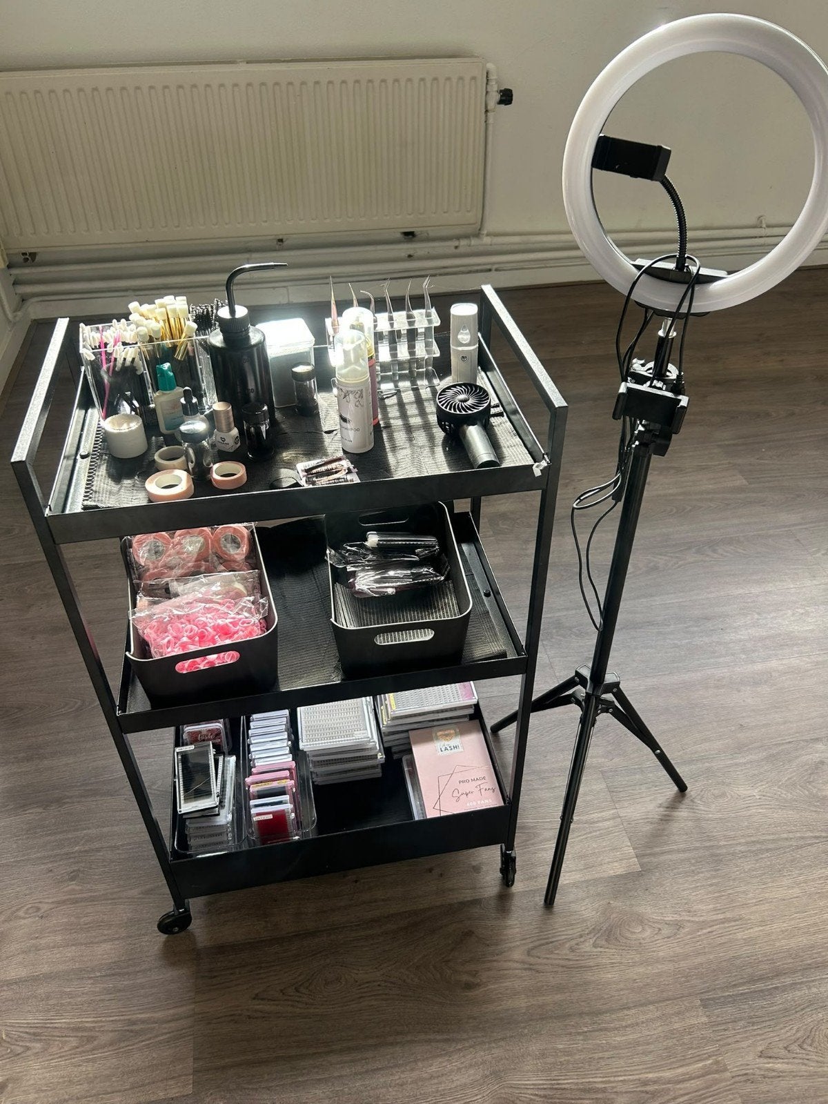 Wimperextensions starterspakket met ringlamp en trolley, Ophalen