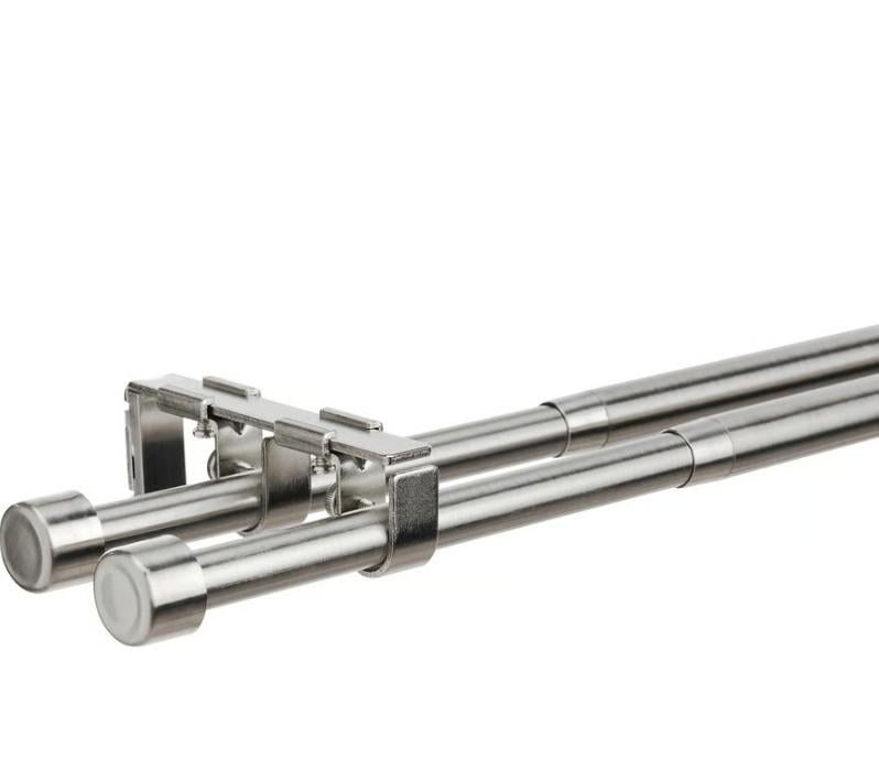 IKEA BEKRÄFTA dubbele gordijnroedeset, vernikkeld, 120–210cm, Ophalen, Nieuw, 100 tot 150 cm, 200 cm of meer