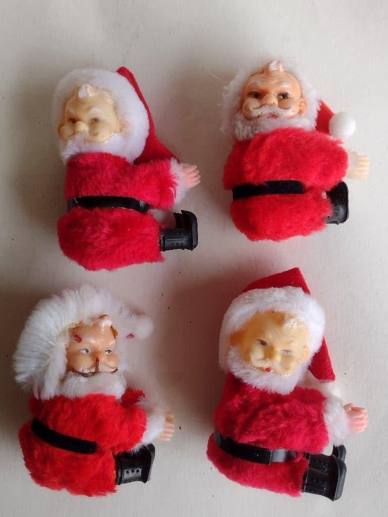 4 retro knijper kerstmannen, Ophalen, Gebruikt