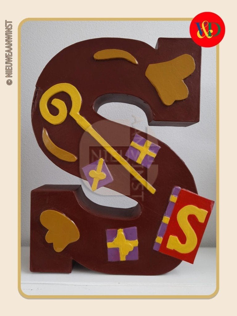Nostalgische V&D chocoladeletter ‘S’ Sinterklaas - 50cm, Diversen, Verzenden, Zo goed als nieuw