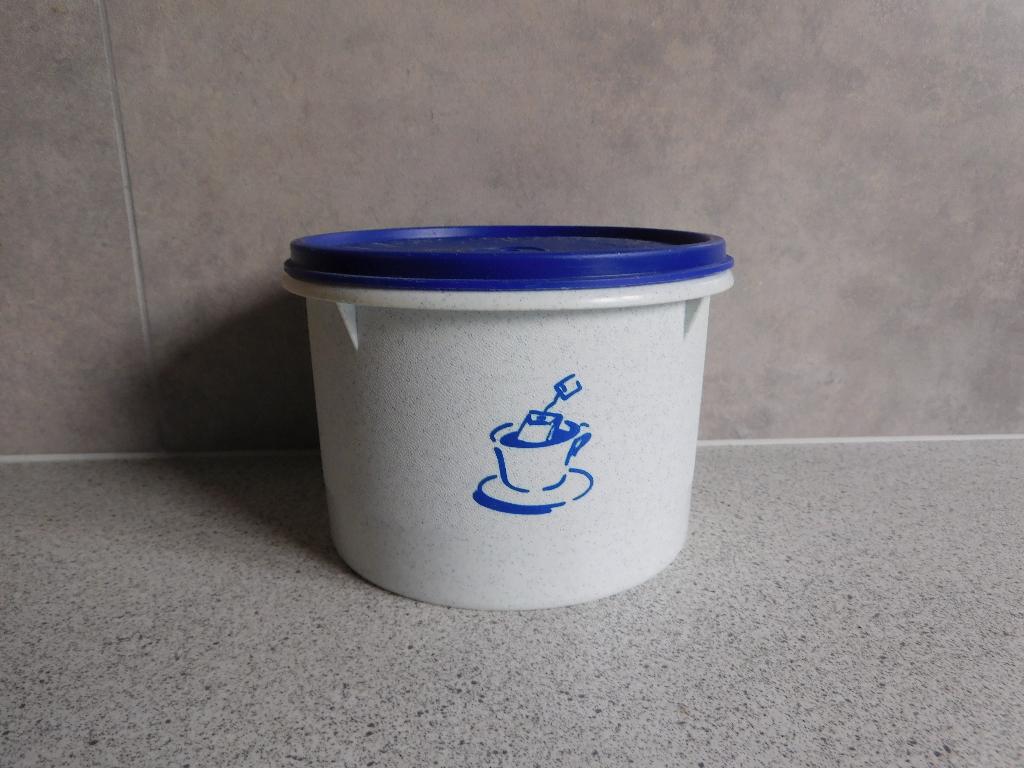 Tupperware Voorraadbus 1 Ltr. Kobalt Wit Koffie, Ophalen of Verzenden, Gebruikt, Blauw, Overige typen