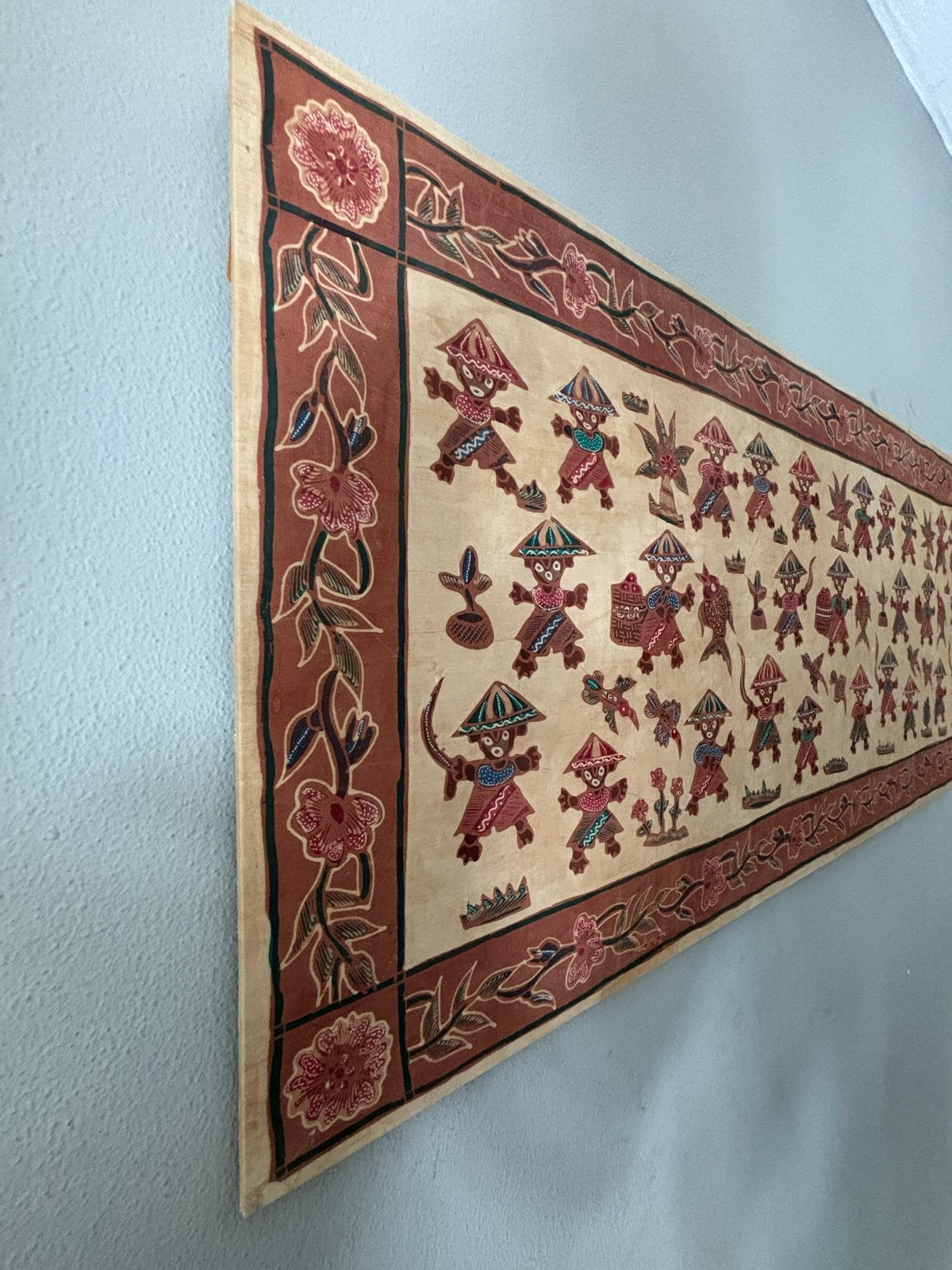 Groot Balinees Kamasan Schilderij op Doek - 146 cm, Ophalen of Verzenden, Indonesië, Meerkleurig, Geschilderd