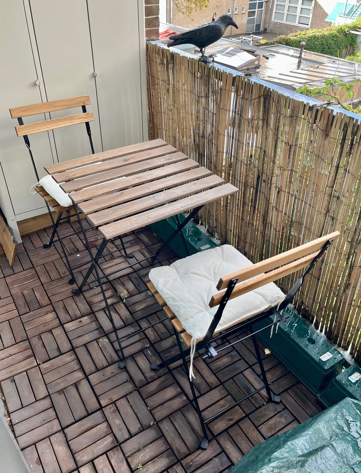 IKEA outdoor chairs, cushions and table set, Ophalen, Gebruikt, 2 zitplaatsen, Tuinset