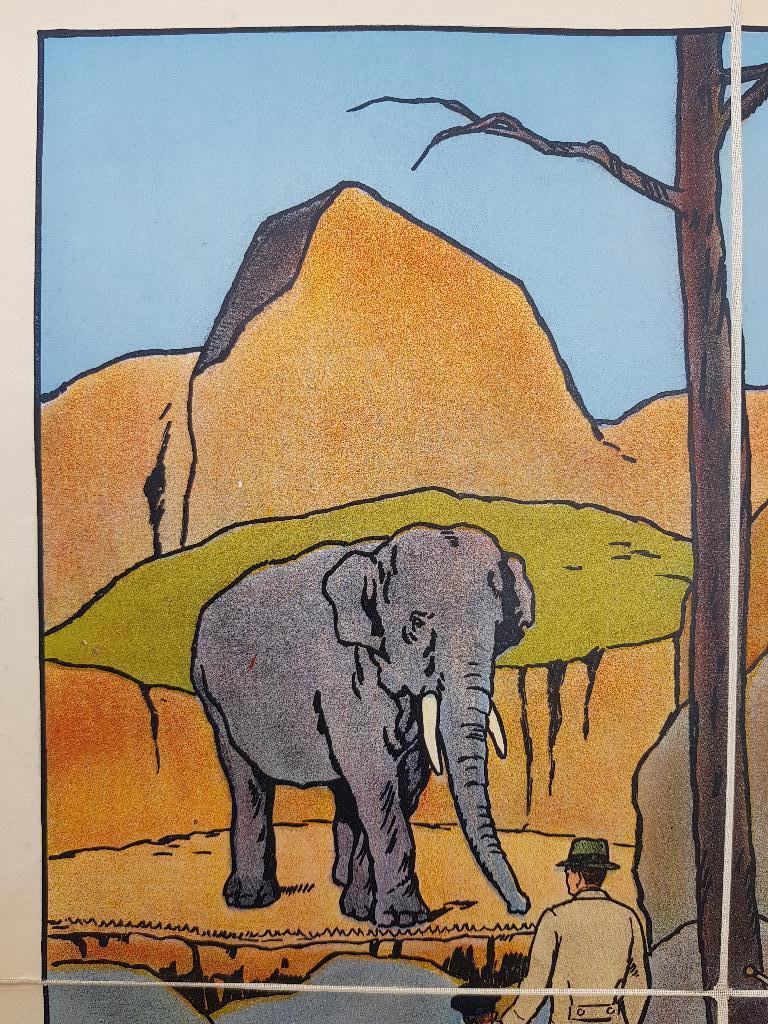 Dierentuin oude schoolplaat uit Frankrijk litho op canvas., Ophalen of Verzenden