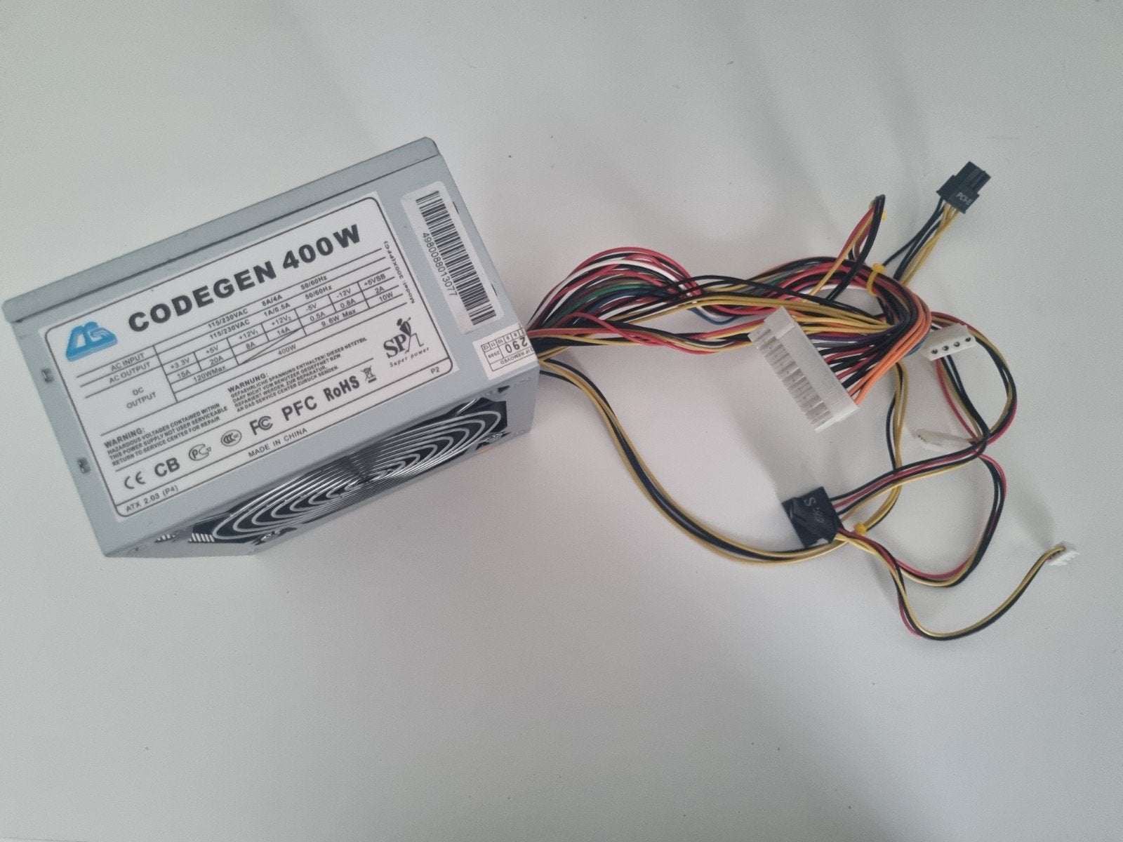 Goed werkende CodeGen 400W PC voeding - Getest!, Computers en Software, Interne voedingen, Ophalen of Verzenden