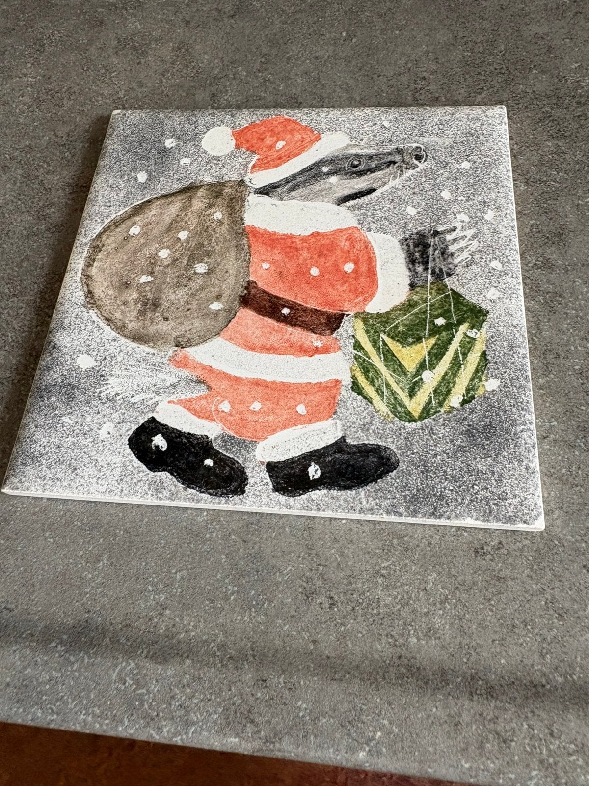 Kerst onderzetter Badger Pottery Oxford, Antiek en Kunst, Ophalen