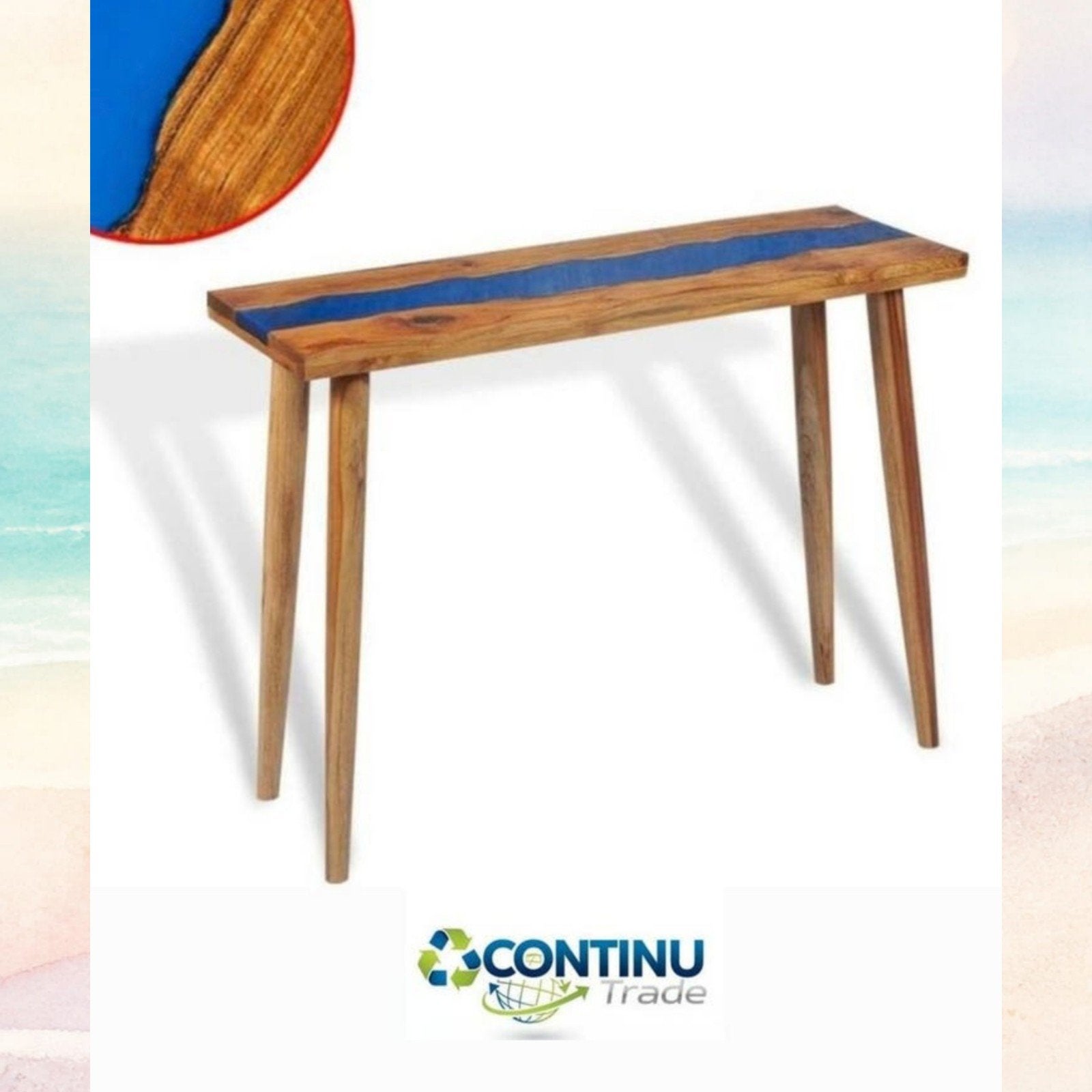 NIEUWE Sidetable 100 cm teakhout en hars !, Venlo, 100 tot 150 cm, Teakhout, Nieuw