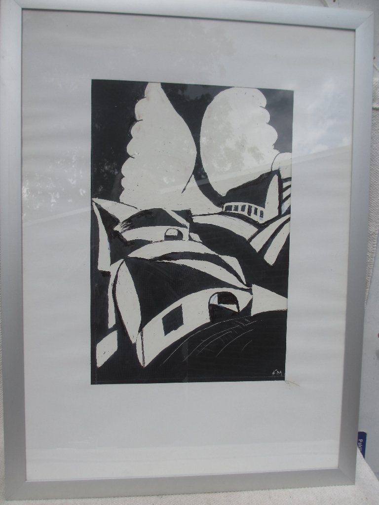 Aparte "voorstudie" van houtdruk Joris Minne, 33 cm, 1950 - 1999, Ophalen of Verzenden, Houtsnede