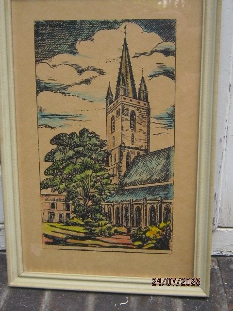 Kapelle Zeeland, Mooie Aquarel van de Hervormde kerk, Antiek en Kunst, Kunst | Schilderijen | Klassiek, Ophalen, Expressionistisch