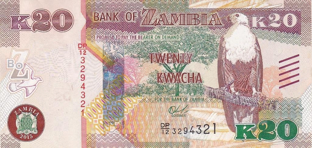 ZAMBIA    20 KWACHA  2015      PRACHTIG BILJET, Ophalen of Verzenden