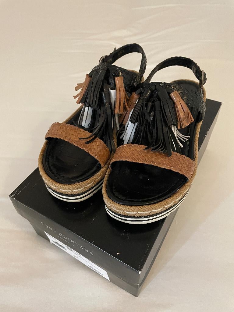 sandalen pons Quitana, Zwart, Pons quitana, Gedragen, Sandalen of Muiltjes