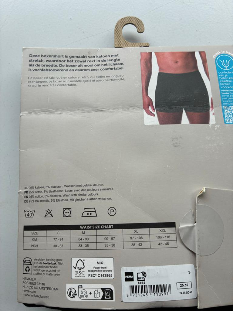 2 pakken Hema Boxershorts - Stretch Maat S - Zwart (3-pack), Kleding | Heren, Ophalen of Verzenden, Zwart, Boxer