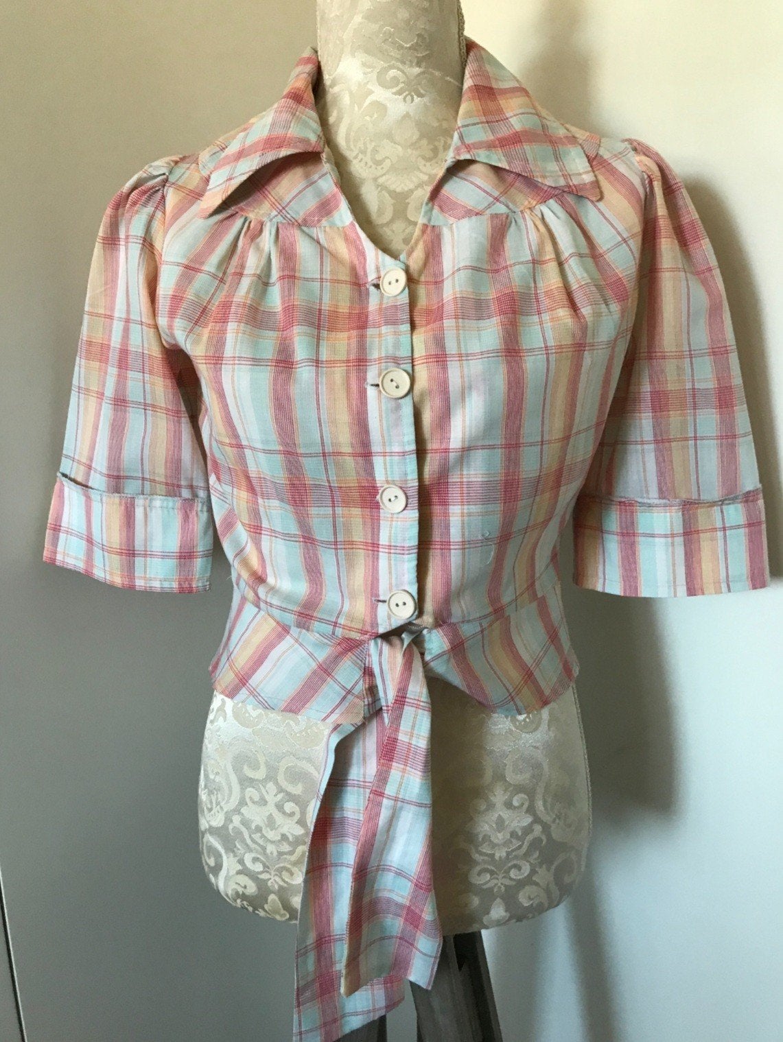 Vintage Knoopblouse, Ophalen of Verzenden, Zo goed als nieuw, Maat 36 (S), Overige kleuren