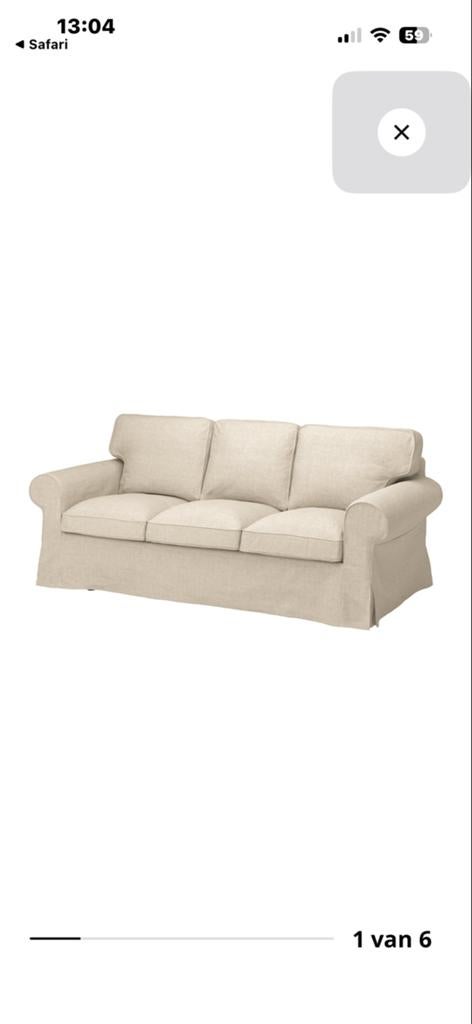 IKEA Ektorp 3-zitsbank met beige en donkergrijze hoes, Ophalen, Gebruikt, Driepersoons, 75 tot 100 cm