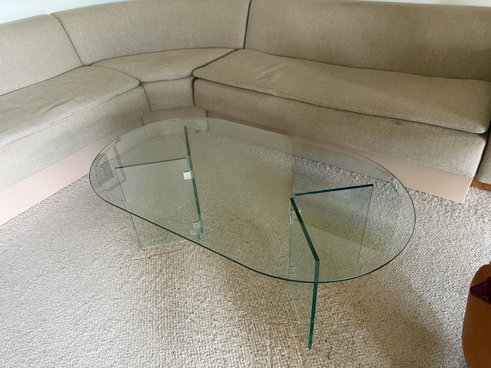 Glazen salontafel, Huis en Inrichting, Tafels | Salontafels, Ophalen, Gebruikt, 100 tot 150 cm, 50 tot 100 cm