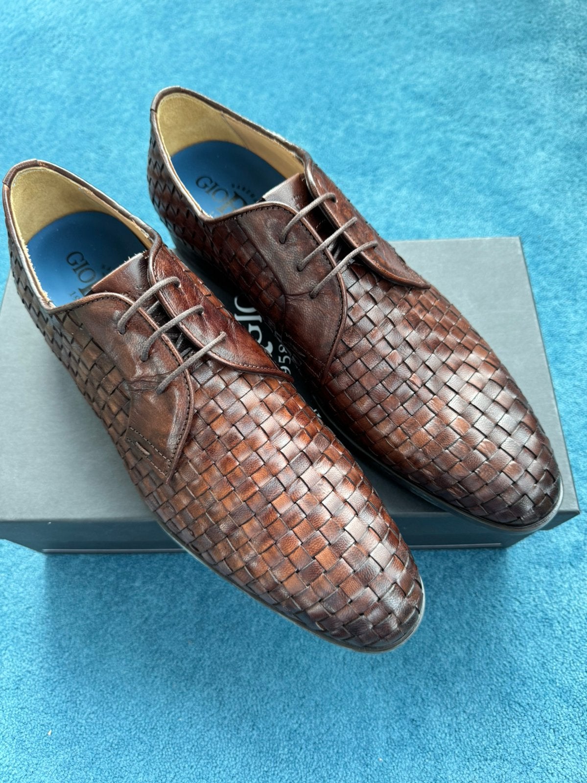 NIEUW Giorgio 1958 Vlechtwerk veterschoen EU45 Kastanje, Bruin, Verzenden, Nieuw, Veterschoenen