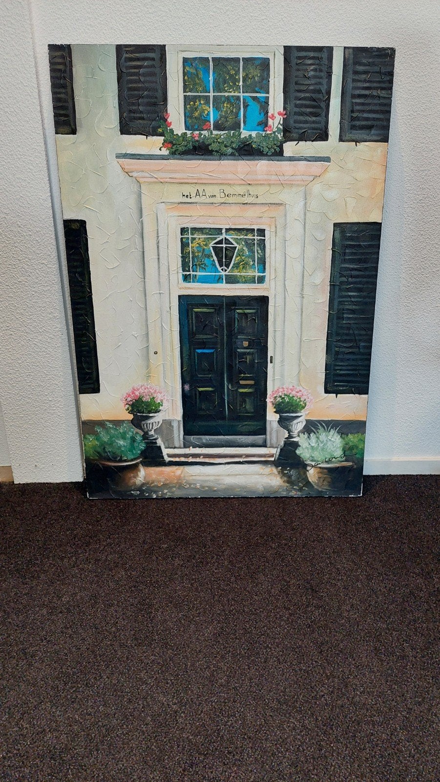 Schilderij 'Het AA van Bemmelhuis' - 70x100 cm, Ophalen, Olieverf, Met textuur, Stadsgezicht