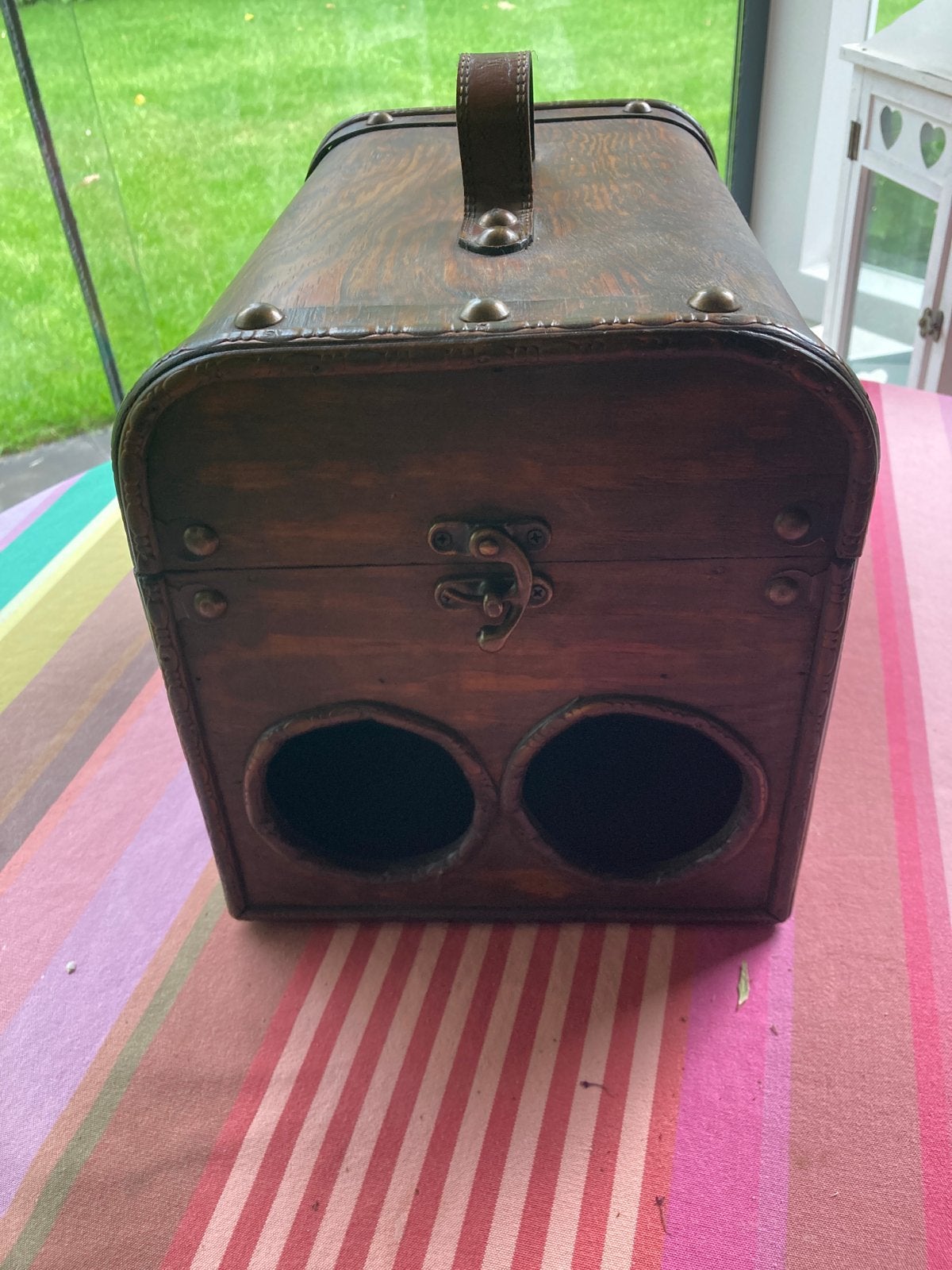 Vintage houten wijnkist voor 2 flessen, Antiek en Kunst, Antiek | Woonaccessoires, Ophalen of Verzenden