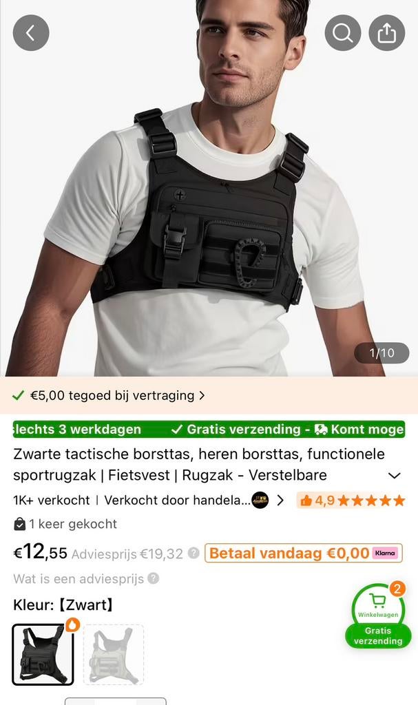 Tactische Borsttas / Chest Rig - Zwart, Ophalen, Nieuw