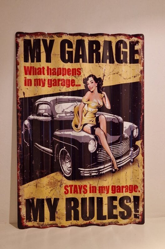Metaal, wandbord, garage, tools, gereedschap, golfplaat, Ophalen of Verzenden, Nieuw, Metaal, Decoratieobject