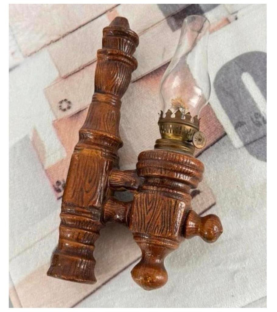Antiek 1980 vintage wandlamp olielamp stormlamp lantaarn, Antiek en Kunst, Antiek | Lampen, Ophalen of Verzenden