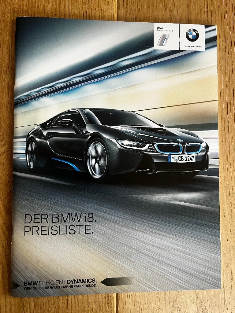 BMW i8 prijslijst 2015 brochure autofolder, Ophalen of Verzenden, Zo goed als nieuw, BMW